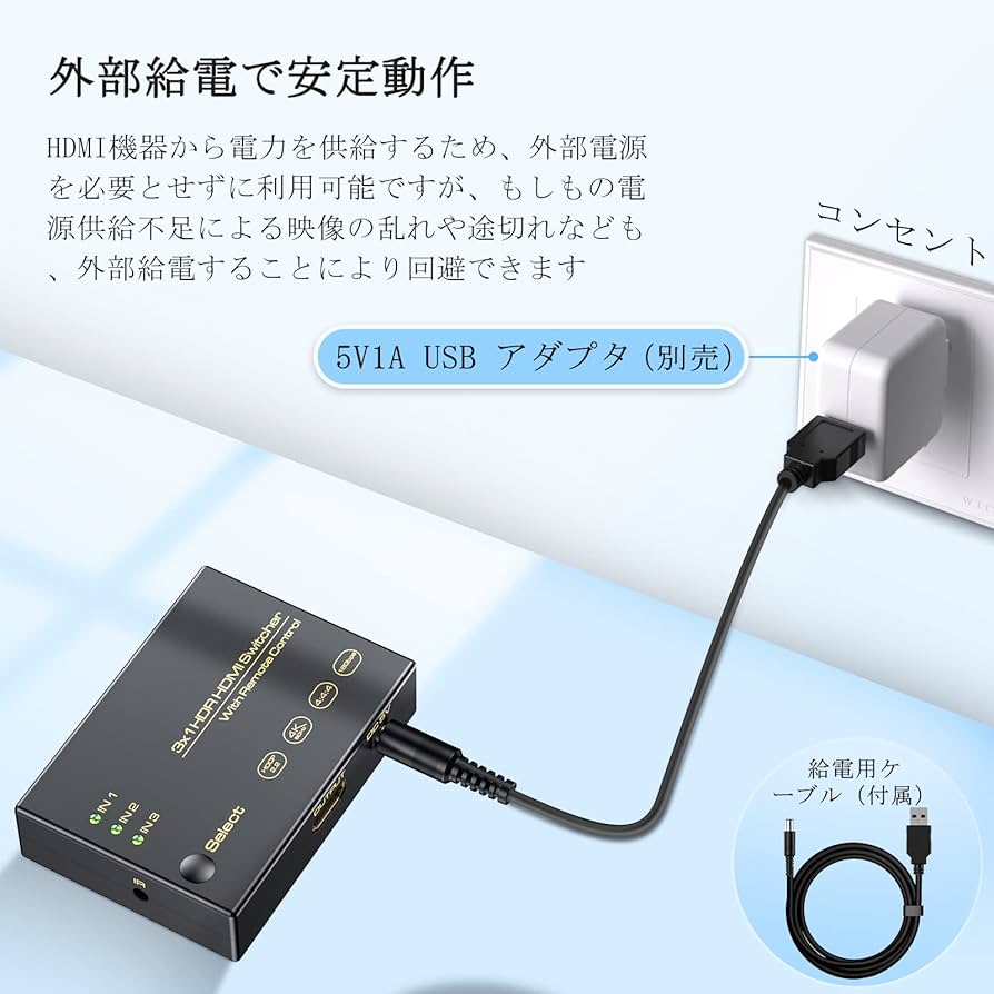 Amazon | HDMI切替器3入力1出力4K60Hz【リモコン改良】 HDCP2